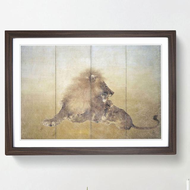 Lion by Takeuchi Seiho - Picture Frame Painting Print East Urban Home Size: 36cm H x 48cm W x 2cm D, Frame Option: Walnut Framed on Productcaster.