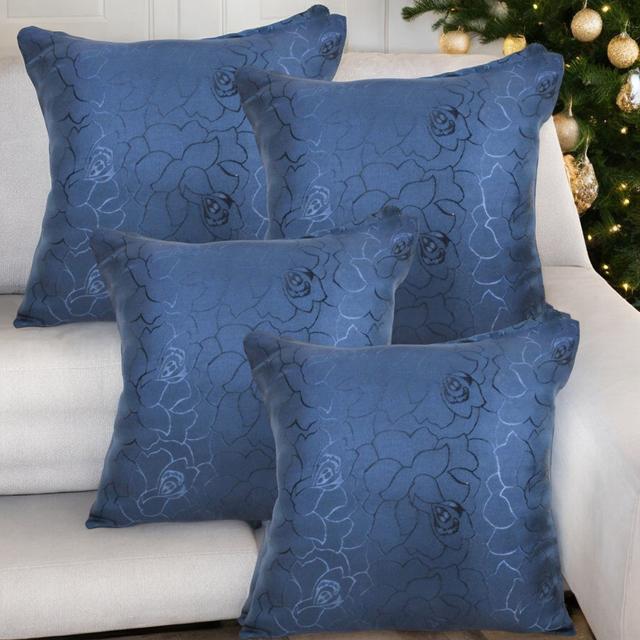 Ladd Indoor / Outdoor Floral Blue Square Throw Cushion Cover Pack Of 4 (Set of 4) Lark Manor on Productcaster.