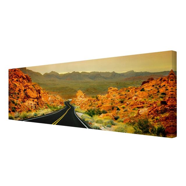 Valley of Fire - Wrapped Canvas Graphic Art Print East Urban Home Size: 40cm H x 120cm W x 2cm D on Productcaster.