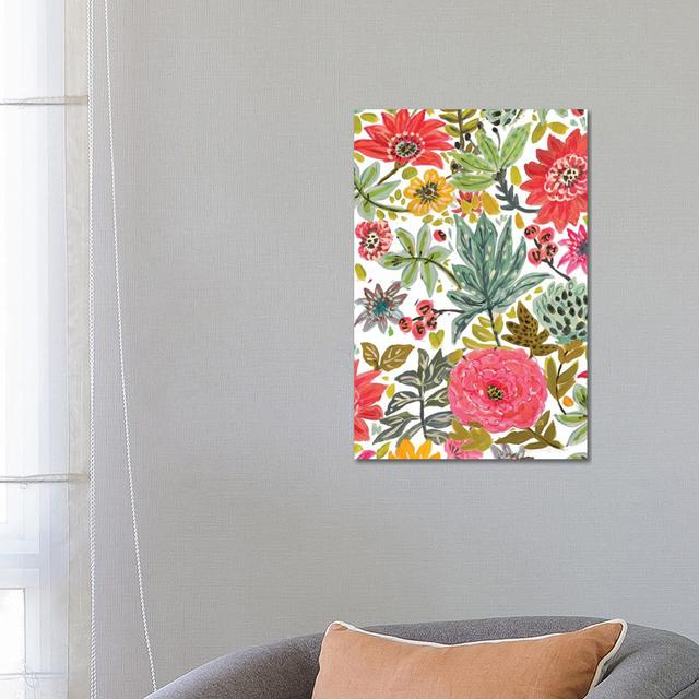 Multi Bloom Floral I by Karen Fields - Wrapped Canvas Painting ClassicLiving Size: 66.04cm H x 45.72cm W x 3.81cm D on Productcaster.