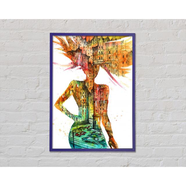 Woman Of The City - Print Ophelia & Co. Size: 29.7cm H x 21cm W x 2cm D, Format: Purple Framed Paper on Productcaster.