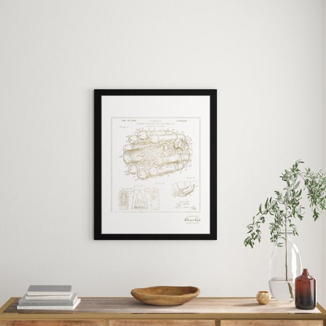 Aircraft Jet Engine 1946 - Single Picture Frame Print East Urban Home Colour: Yellow, Size: 81cm H x 66cm W on Productcaster.