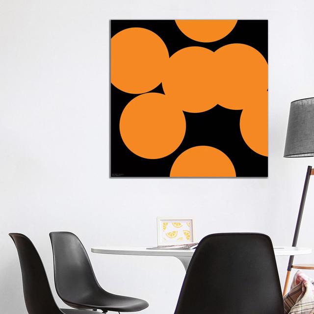 97 Orange Circles On Black Ivy Bronx Size: 93.98cm H x 93.98cm W x 1.91cm D on Productcaster.