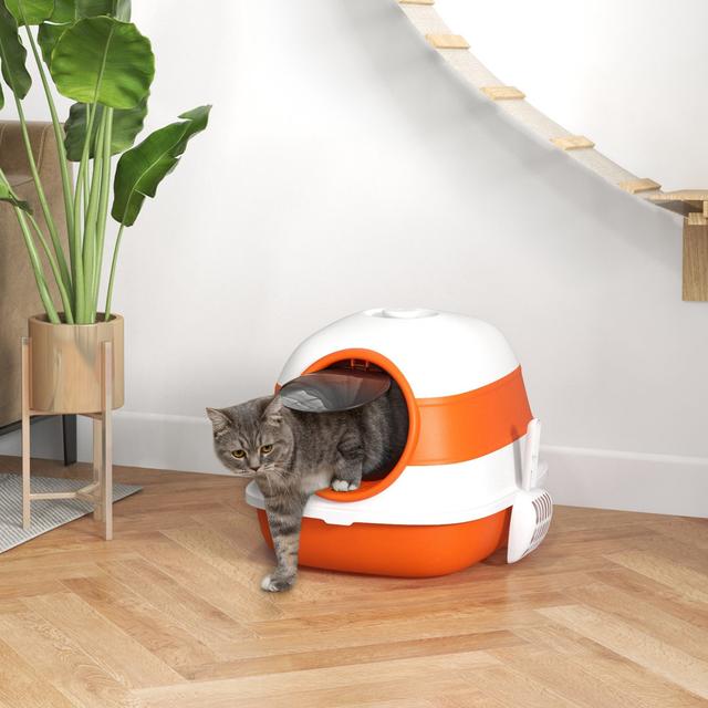 Katzenklo PawHut Farbe: Orange/Weiß on Productcaster.