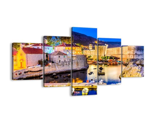 'Illuminated Night on the Adriatic' - 5 Piece Photograph Print Set on Canvas Brayden Studio Size: 100cm H x 150cm W x 1.8cm D on Productcaster.