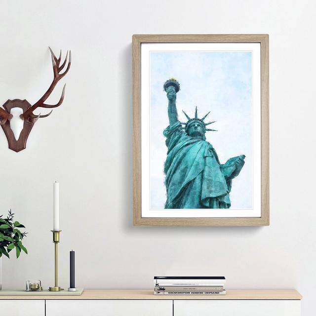 Beneath the Statue of Liberty - Picture Frame Graphic Art Print East Urban Home Size: 63cm H x 45cm W x 2cm D, Frame Option: Oak Framed on Productcaster.