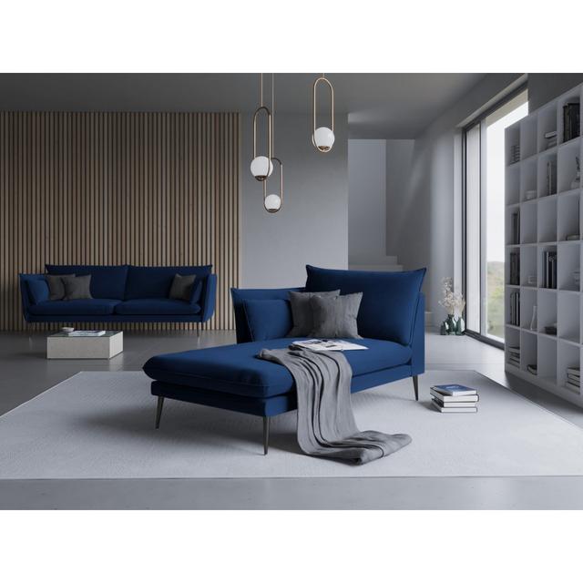 Adoraim Upholstered Chaise Lounge Canora Grey Upholstery Colour: Royal Blue, Orientation: Left-Arm Chaise, Leg Colour: Black on Productcaster.