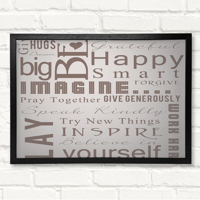 Home Quote Family Rules Be Happy Love Always - Closed Corner Frame Art Prints on Wood Brambly Cottage Size: 59.7cm H x 84.1cm W on Productcaster.