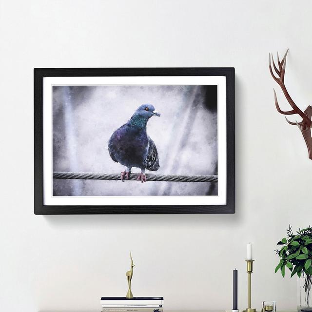 Pigeon Bird on a Wire - Picture Frame Painting Print East Urban Home Frame Option: Black Framed, Size: 24cm H x 33cm W x 2cm D on Productcaster.