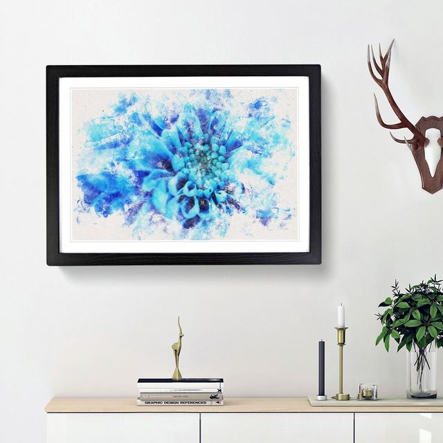 Blue Dahlia Flower - Picture Frame Graphic Art Print East Urban Home Size: 40cm H x 60cm W x 2cm D, Frame Option: Black Framed on Productcaster.