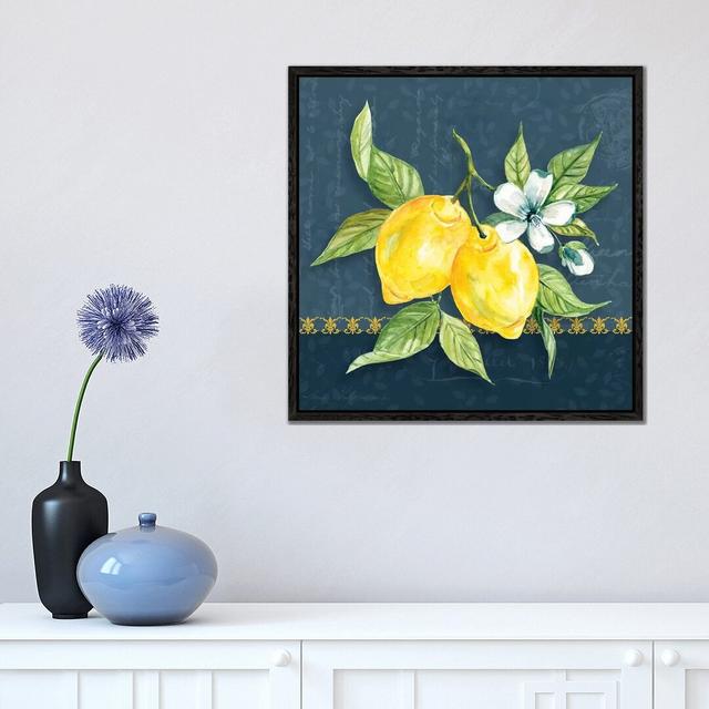 Blue Lemon Squeeze II by Carol Robinson - Graphic Art Print on Canvas August Grove Size: 45.72cm H x 45.72cm W x 3.81cm D, Format: Black Framed on Productcaster.