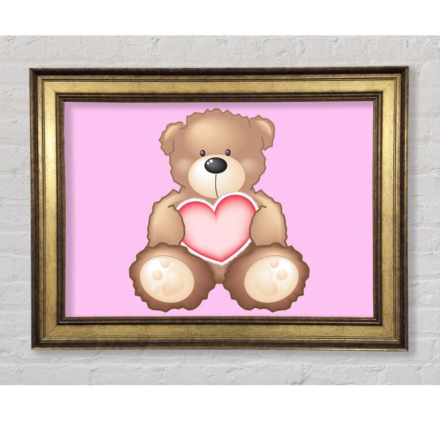 Teddy Bear Love Heart - Single Picture Frame Art Prints Bright Star Size: 29.7cm H x 42cm W x 8cm D, Colour: Pink on Productcaster.