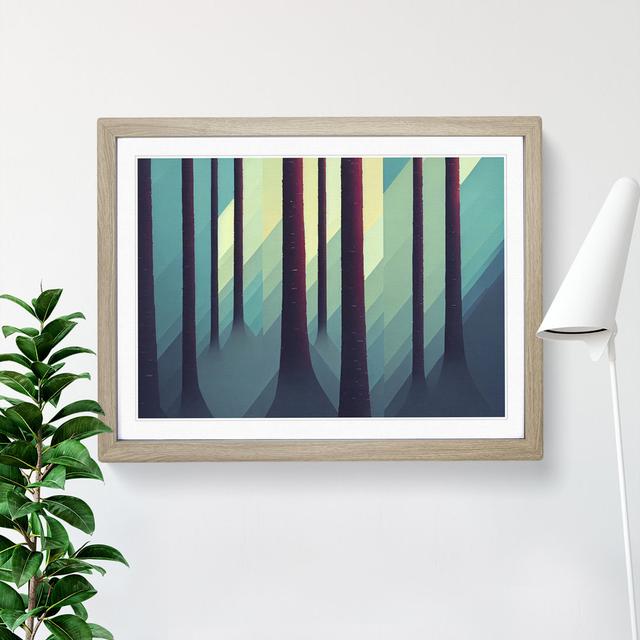 Bold Abstract Pine Tree Forest Vol.5 - Single Picture Frame Print Alpen Home Frame Colour: Oak Framed, Size: 34cm H x 46cm W x 2cm D on Productcaster.