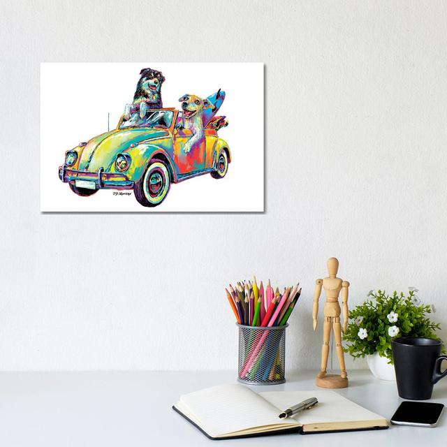 Couple Car by P.D. Moreno - Graphic Art Print on Canvas Maturi Format: Wrapped Canvas, Size: 20.32cm H x 30.48cm W x 1.91cm D on Productcaster.