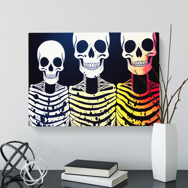 Three Skeletons Abstract Happy Larry Size: 35cm H x 50cm W x 3cm D on Productcaster.