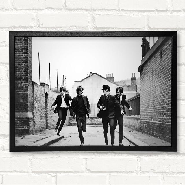 The Beatles Running - Closed Corner Frame Art Prints on Wood ClassicLiving Size: 21.1cm H x 29.7 cm W on Productcaster.