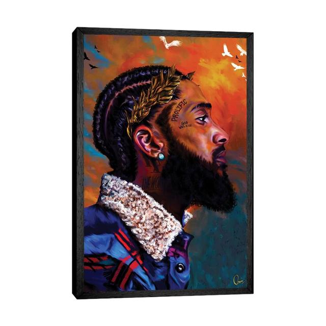 Nipsey Hussle by Crixtover Edwin - Print on Canvas 17 Stories Format: Black Framed Canvas, Size: 66.04cm H x 45.72cm W x 3.81cm D on Productcaster.