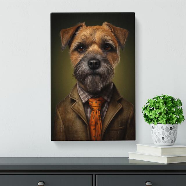 Border Terrier in a Suit Painting Happy Larry Size: 60cm H x 40cm W x 3cm D on Productcaster.