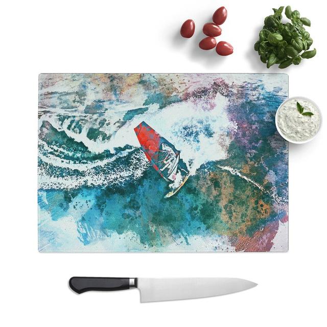 Tempered Glass Wind Surfing in Abstract Chopping Board East Urban Home Size: 28.5 cm W x 20 cm L on Productcaster.