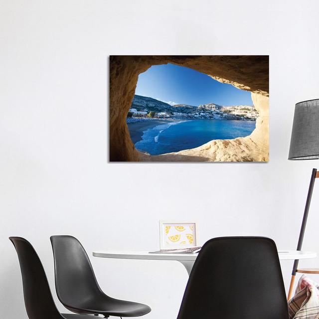 Matala From The Caves by Gareth McCormack - Wrapped Canvas Print Alpen Home Size: 66.04cm H x 101.6cm W x 1.91cm D on Productcaster.