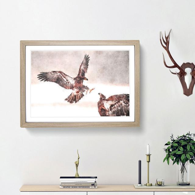 Eagle Attack - Picture Frame Graphic Art Print East Urban Home Size: 24cm H x 33cm W x 2cm D, Frame Option: Oak Framed on Productcaster.