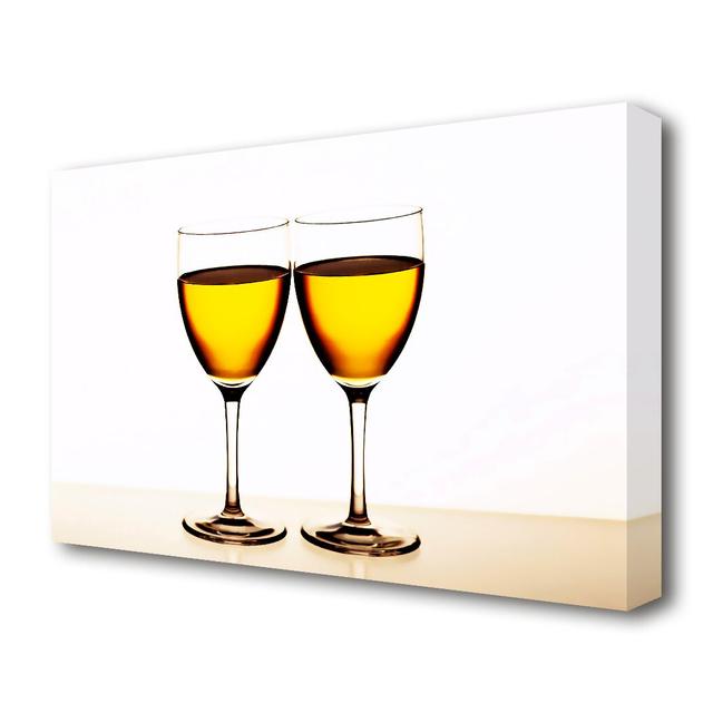 White Wine Duo Kitchen - Wrapped Canvas Photograph Print East Urban Home Size: 35.6 cm H x 50.8 cm W on Productcaster.