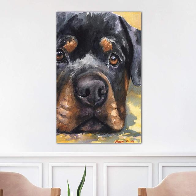 Rottweiler by George Dyachenko - Painting Print on Canvas Ebern Designs Size: 101.6cm H x 66.04cm W x 1.91cm D, Frame Option: No Frame on Productcaster.