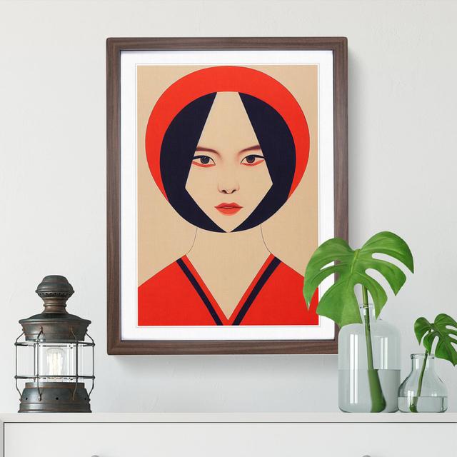 French Girl - Picture Frame Graphic Art Rosdorf Park Size: 34cm H x 25cm W x 2cm D, Frame Colour: Walnut on Productcaster.