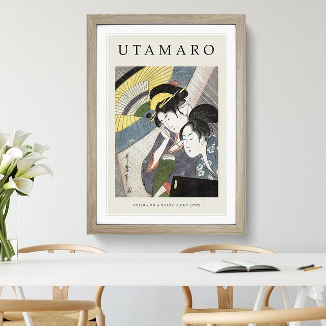 Geisha On A Rainy Night by Kitagawa Utamaro - Single Picture Frame Print East Urban Home Size: 48cm H x 36cm W x 2cm D, Frame Option: Oak Framed on Productcaster.