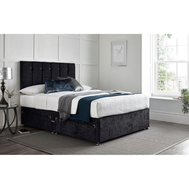 Azende Divan Bed with 24" Headboard on Struts Wayfair Sleep Size: Single, Colour: Black, Storage Type: No Drawers on Productcaster.