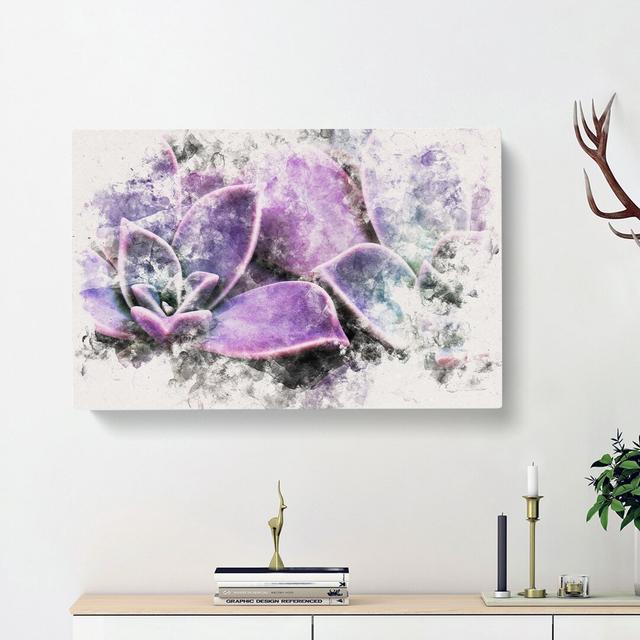 Lilac & Green Succulent Plant - Wrapped Canvas Print East Urban Home Size: 60cm H x 91cm W x 3cm D on Productcaster.