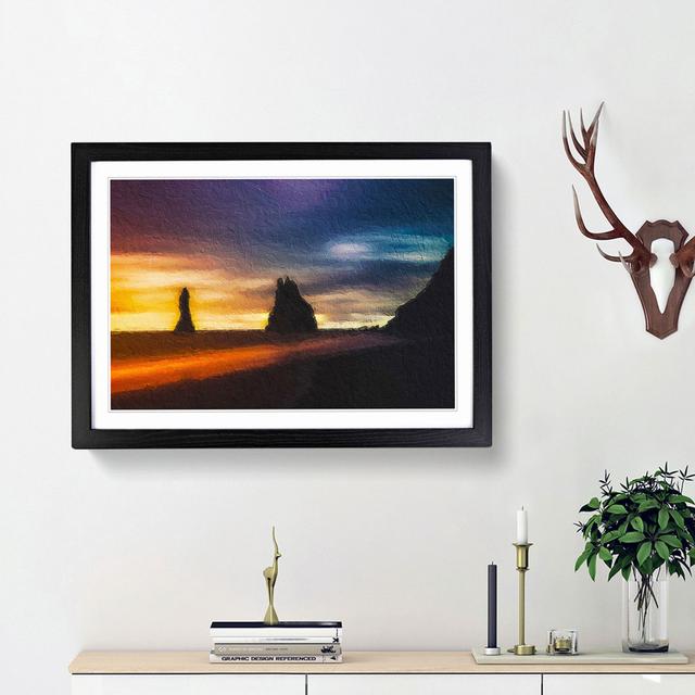 Beach in Vik Iceland - Picture Frame Painting Print on Paper East Urban Home Size: 45cm H x 63cm W x 2cm D, Frame Option: Black Framed on Productcaster.