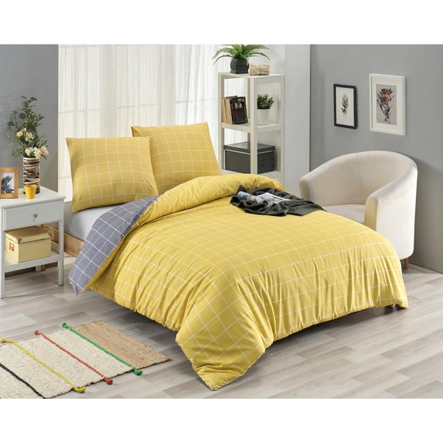 Geometric Shapes [EU ONLY] Duvet Cover Set with Pillowcases Mani Textile Size: 220 x 240 cm - 2 Pillowcases (50 x 70 cm), Colour: Yellow on Productcaster.