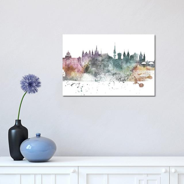 Prague Pastel Skyline - Wrapped Canvas Graphic Art Latitude Run Size: 30.48cm H x 45.72cm W x 1.905cm D on Productcaster.