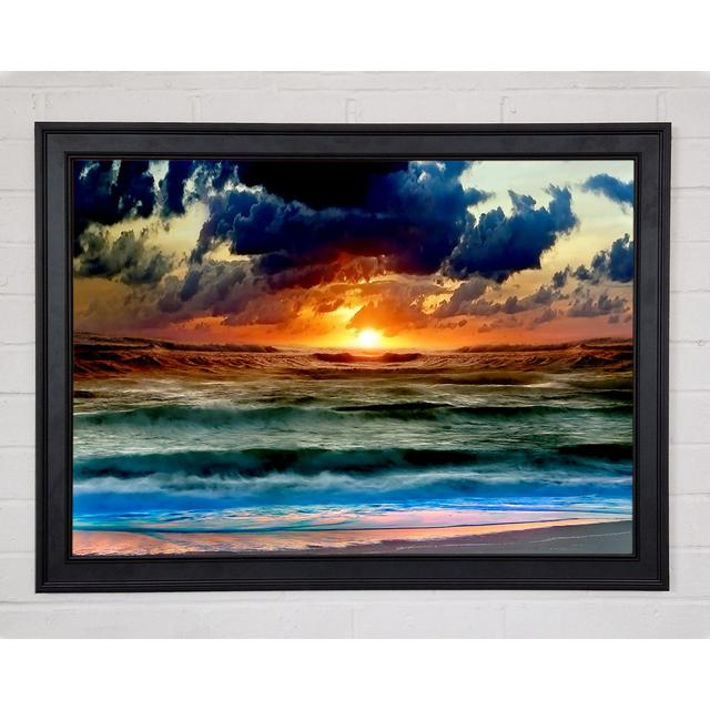 Stunning Ocean Sun Clouds Framed Print Highland Dunes Size: 29.7cm H x 42cm W x 1.5cm D on Productcaster.