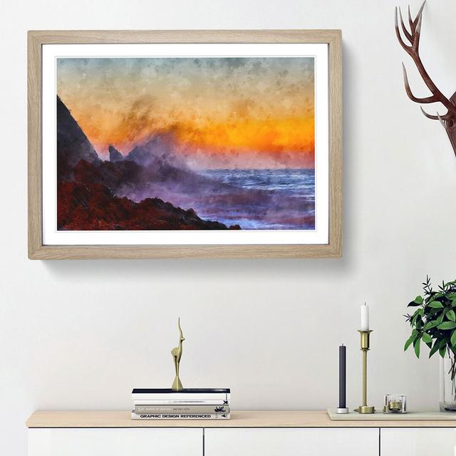 Waves in Portugal - Picture Frame Painting Print East Urban Home Size: 45cm H x 63cm W x 2cm D, Frame Option: Oak Framed on Productcaster.