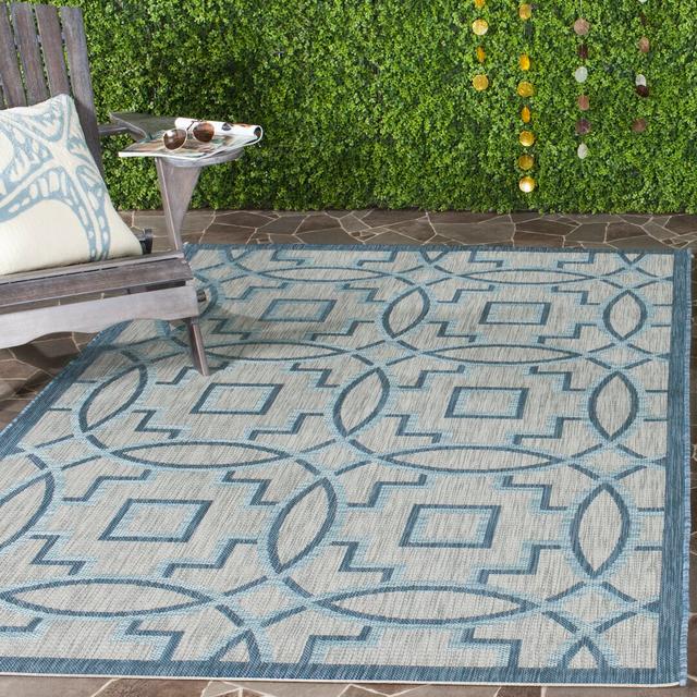 Mcdaniel Hooked Grey/Aqua Blue Indoor/Outdoor Rug Bloomsbury Market Rug Size: Rectangle 200 x 300cm on Productcaster.