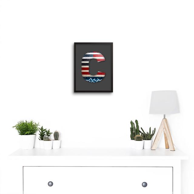 Letter C USA American Flag by Sha & Koko - Single Picture Frame Print Wee Blue Coo on Productcaster.