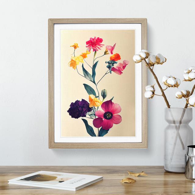 Bunch Of Mixed Flowers - Painting Marlow Home Co. Matte Colour: White, Format: Oak Framed, Size: 66cm H x 48cm W x 2cm D on Productcaster.