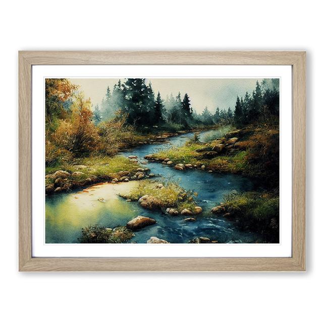 Forest Steam Vol.6 - Picture Frame Painting Alpen Home Size: 46cm H x 64cm W x 2cm D, Frame Colour: Oak on Productcaster.