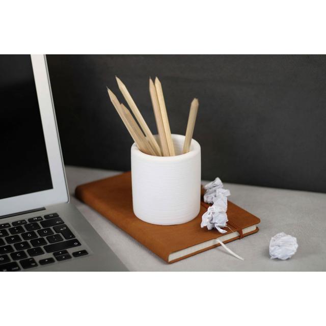 Lyani Concrete Pen Holder 17 Stories Colour: White on Productcaster.