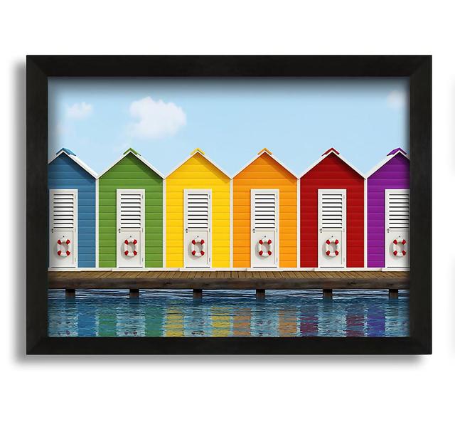 Beach Hut Ocean - Picture Frame Photograph on Canvas House of Hampton Size: 30cm H x 42cm W x 10cm D on Productcaster.