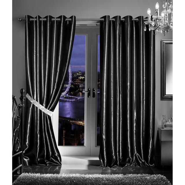 Magnhild Eyelet Blackout Thermal Curtains (Set of 2) Wade Logan Panel Size: 116 W x 182 D cm, Colour: Black on Productcaster.