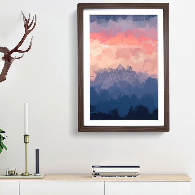 Swiss Mountain in Abstract - Picture Frame Painting Print East Urban Home Size: 87cm H x 62cm W x 2cm D, Frame Option: Walnut Framed on Productcaster.