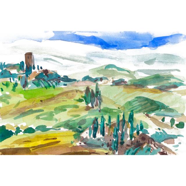 Vibrant Tuscan Landscape I by Melissa Wang - Wrapped Canvas Painting Union Rustic Size: 30cm H x 46cm W x 3.8cm D on Productcaster.