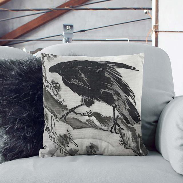 Crow and the Moon by Kawanabe Kyosai Cushion with Filling East Urban Home Size: 55cm H x 55cm W x 20cm D on Productcaster.