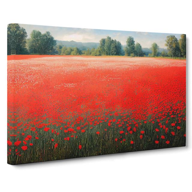 Enigmatic Poppy Field Flowers - Wrapped Canvas Graphic Art Marlow Home Co. Size: 50cm H x 76cm W x 3cm D on Productcaster.