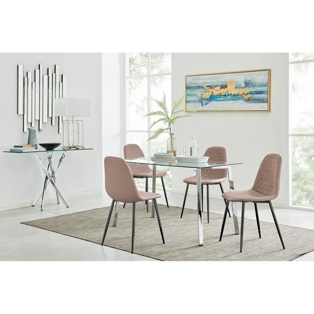 Corova Dining Table And 4 White Black Leg Chairs Canora Grey Colour (Chair): Cappuccino/Black on Productcaster.