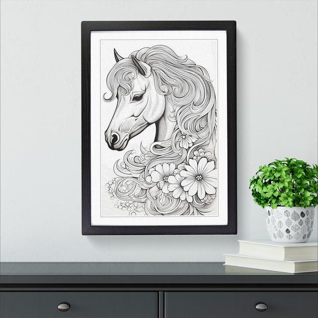 Pony Line - Single Picture Frame Art Prints on Wood Marlow Home Co. Size: 64cm H x 46cm W x 2cm D, Frame Colour: Black on Productcaster.