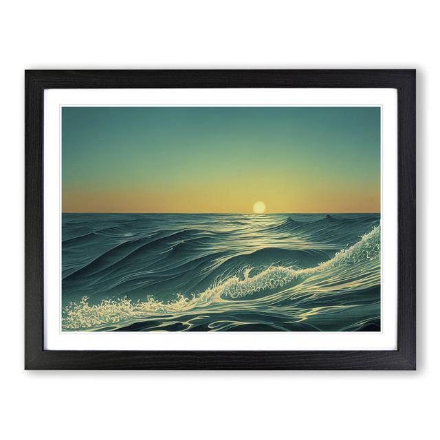 Ocean at Sunrise - Picture Frame Graphic Art House of Hampton Size: 25cm H x 34cm W x 2cm D, Frame Colour: Black on Productcaster.